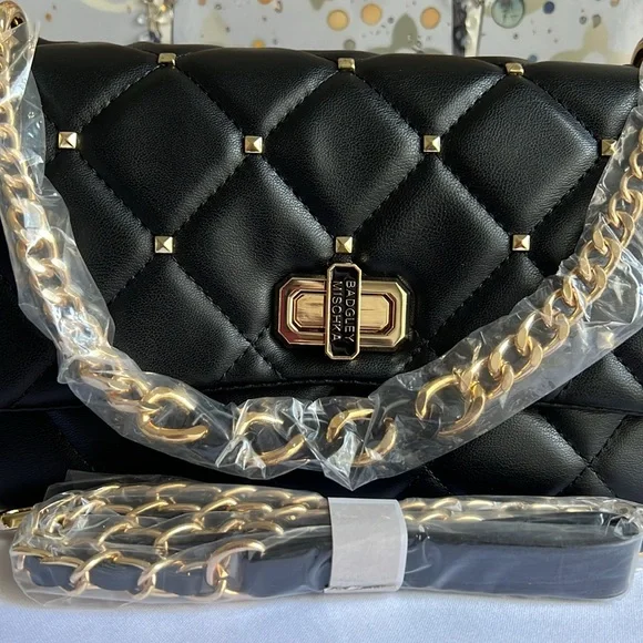 BADGLEY MISCHKA Diamond Quilted & Studs On Cover Crossbody - Picture 9 of 14